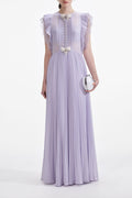 Lilac Chiffon Ruffle Maxi Dress Avalabel