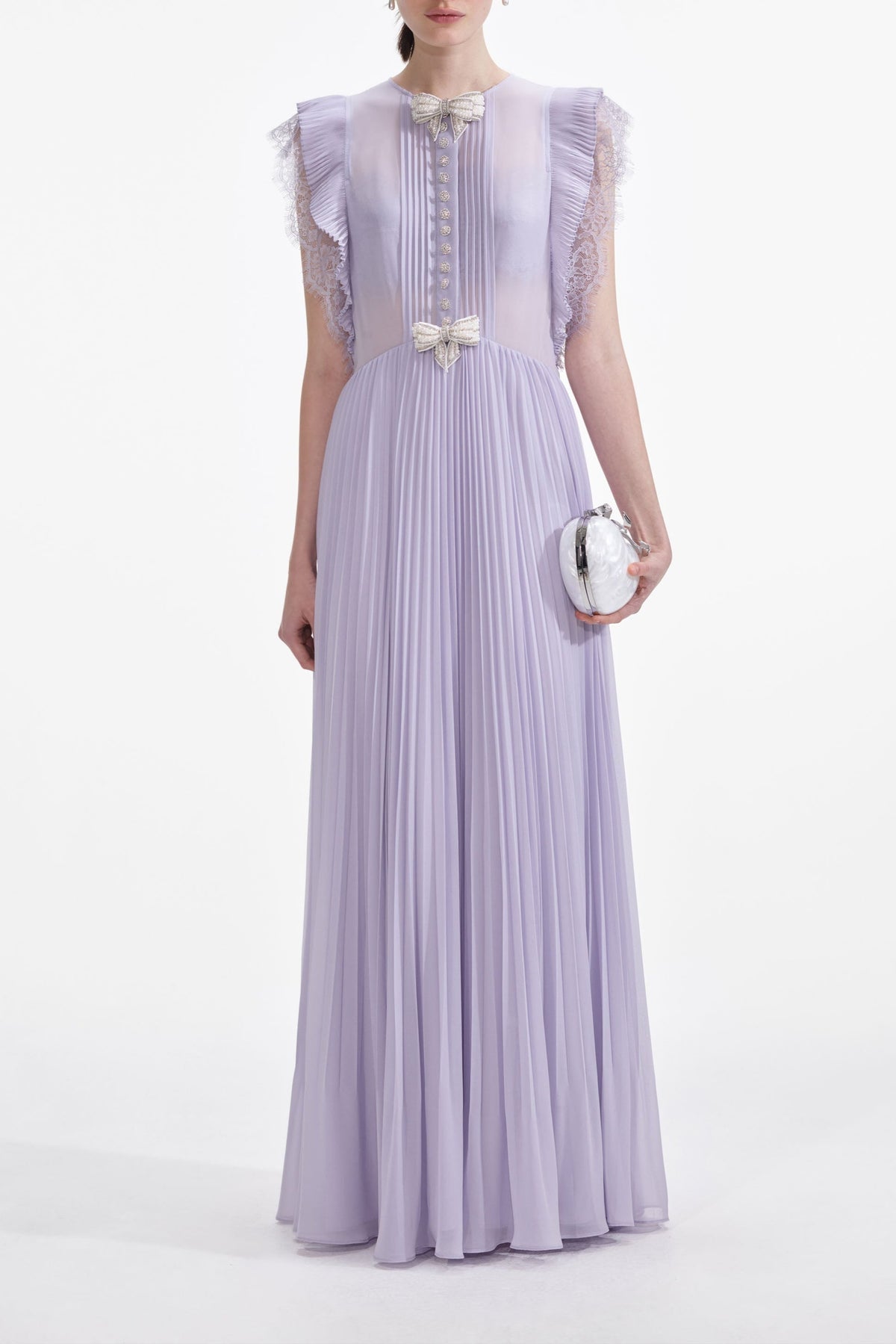 Lilac Chiffon Ruffle Maxi Dress Avalabel