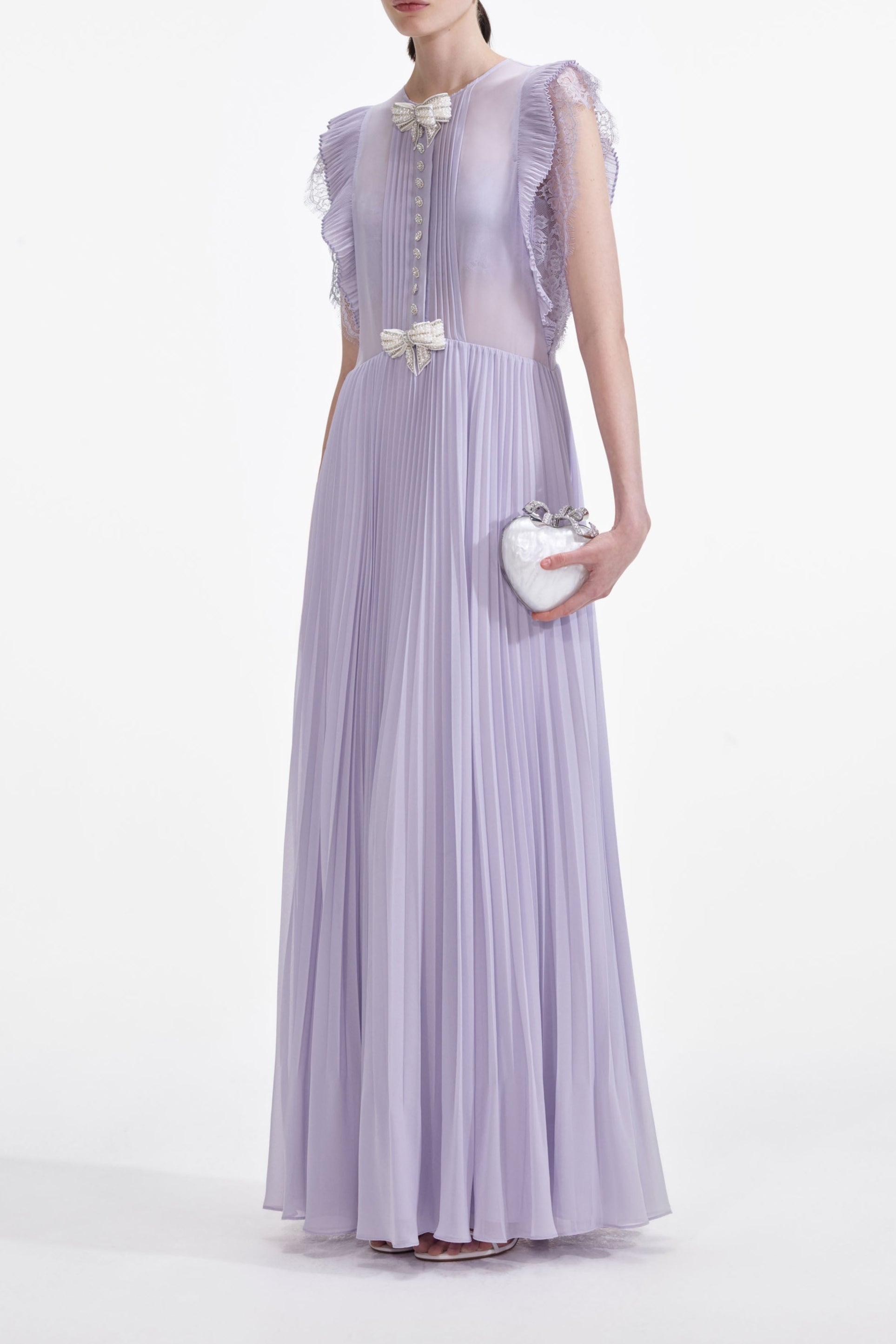Lilac Chiffon Ruffle Maxi Dress Avalabel
