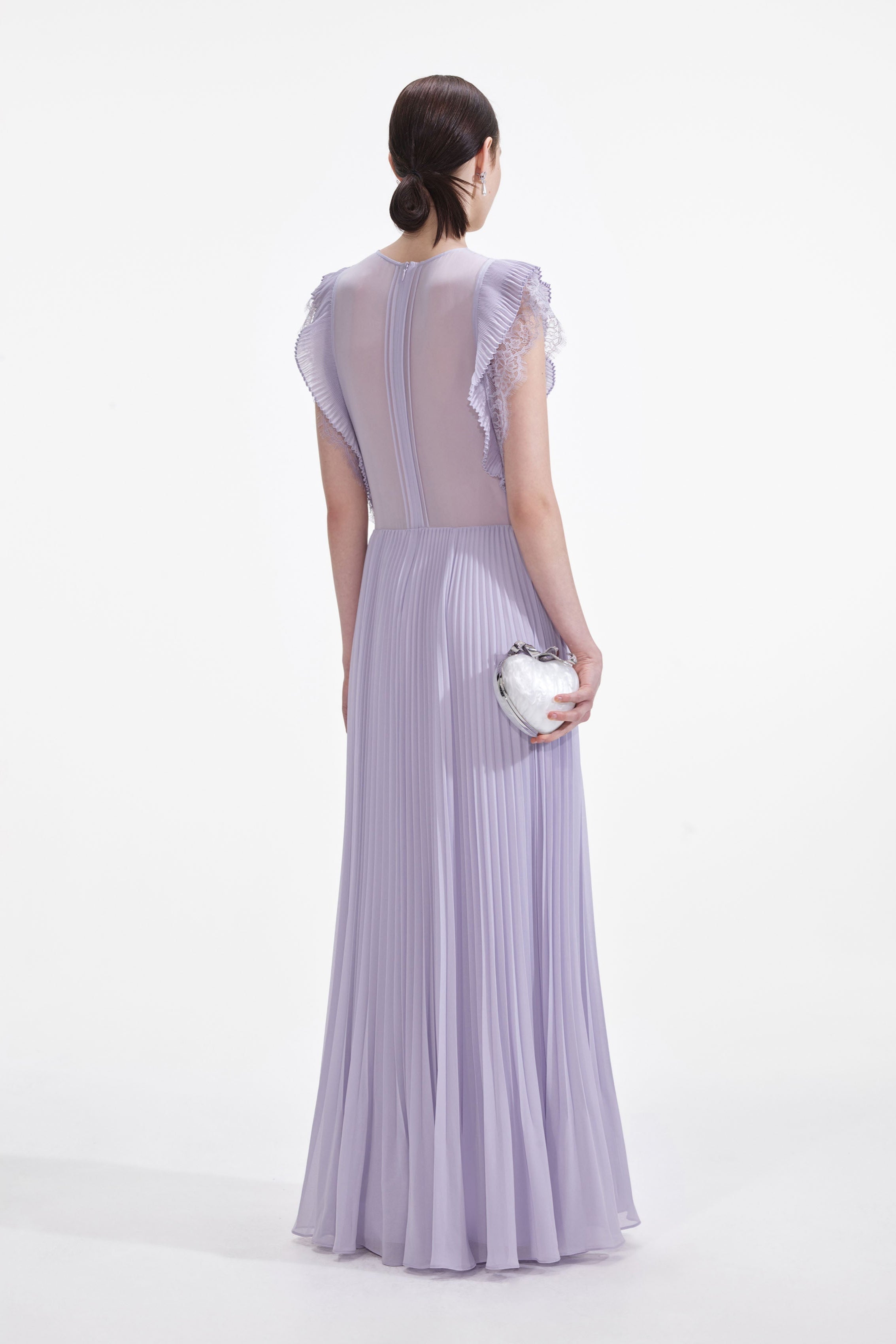 Lilac Chiffon Ruffle Maxi Dress Avalabel