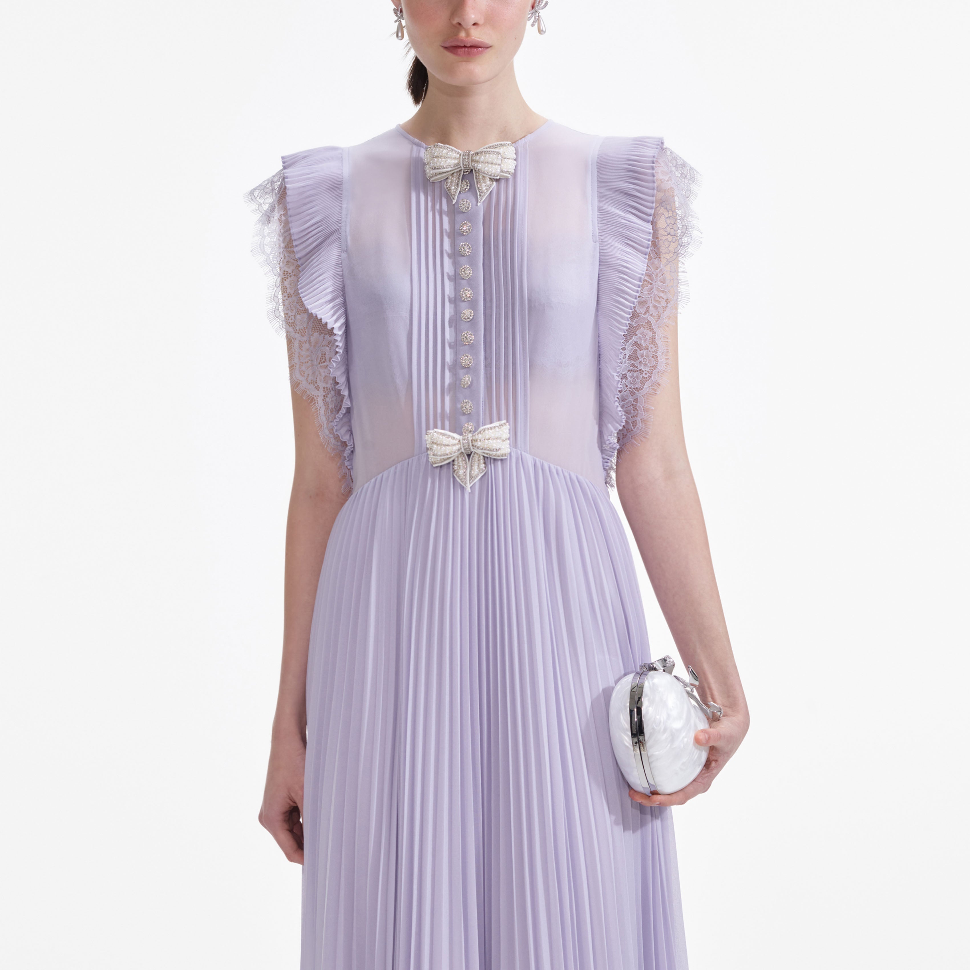 Lilac Chiffon Ruffle Maxi Dress Avalabel
