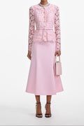 Pink Tailored Lace Midi Dress Avalabel