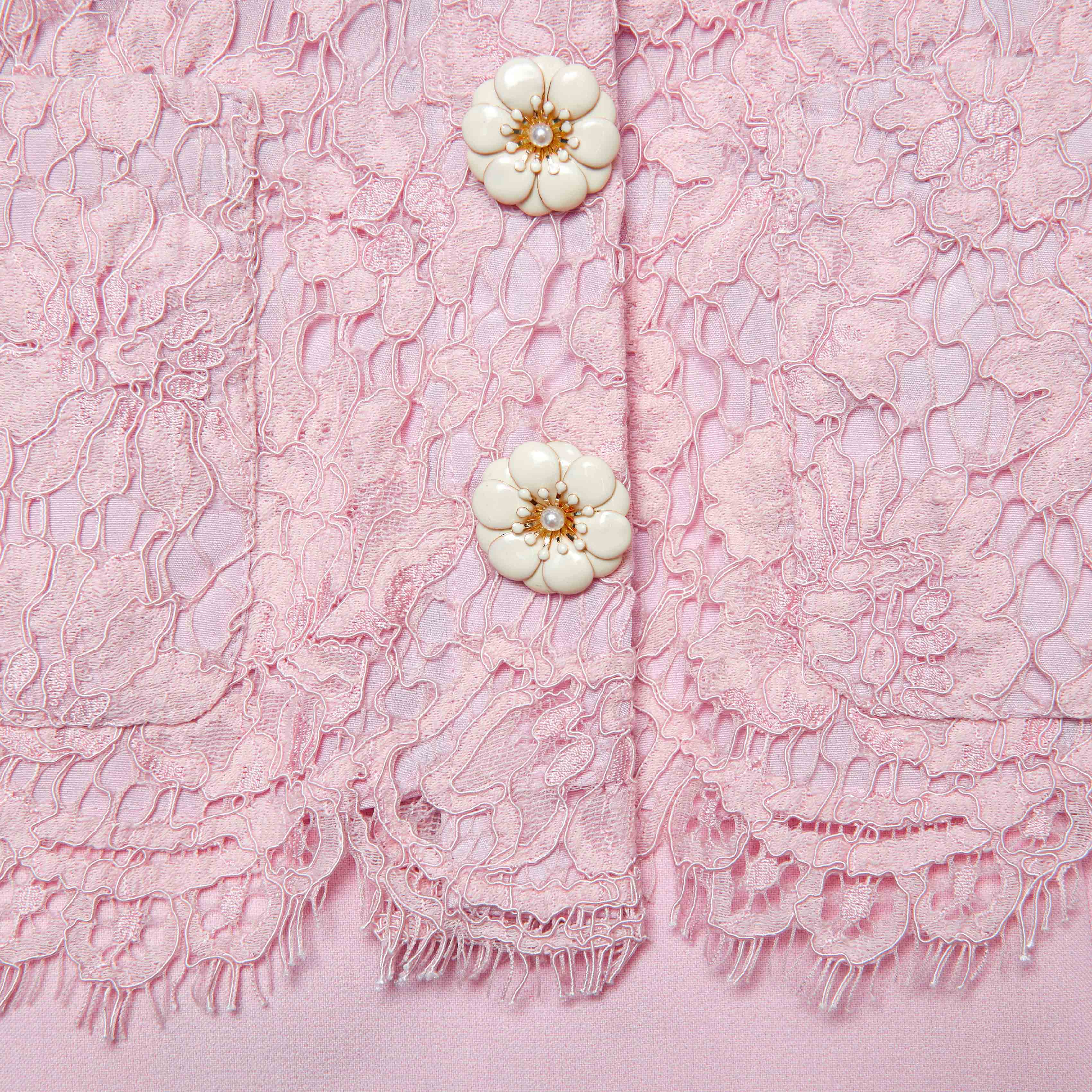 Pink Tailored Lace Midi Dress Avalabel
