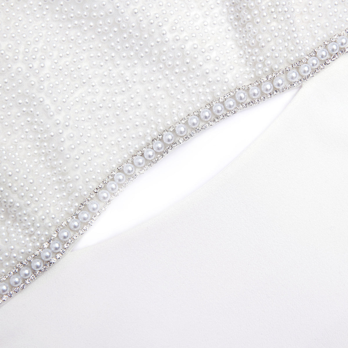 White Crepe Pearl Bow Mini Dress Avalabel