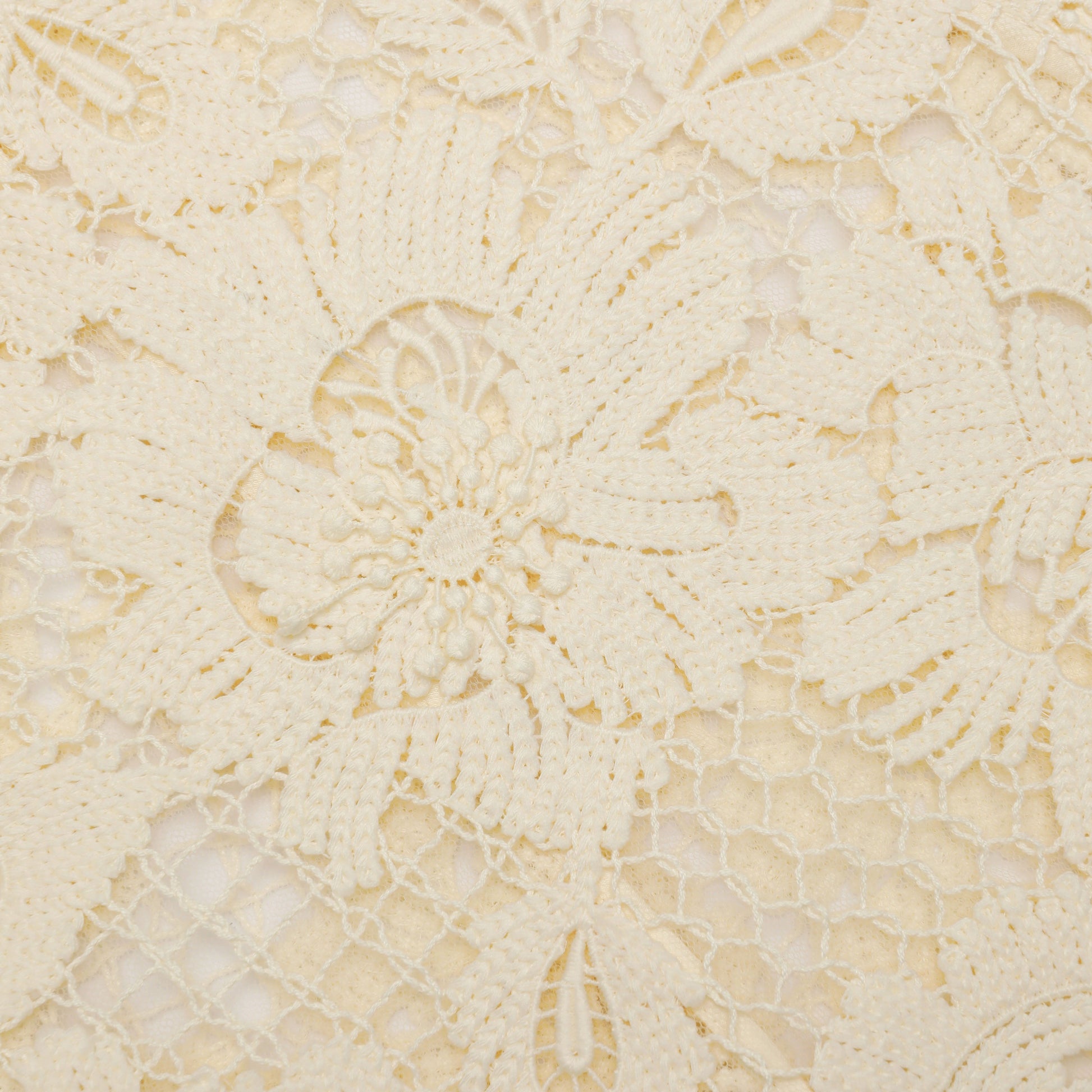 Marjorie Yellow Crochet Lace Hollow Midi Dress Avalabel