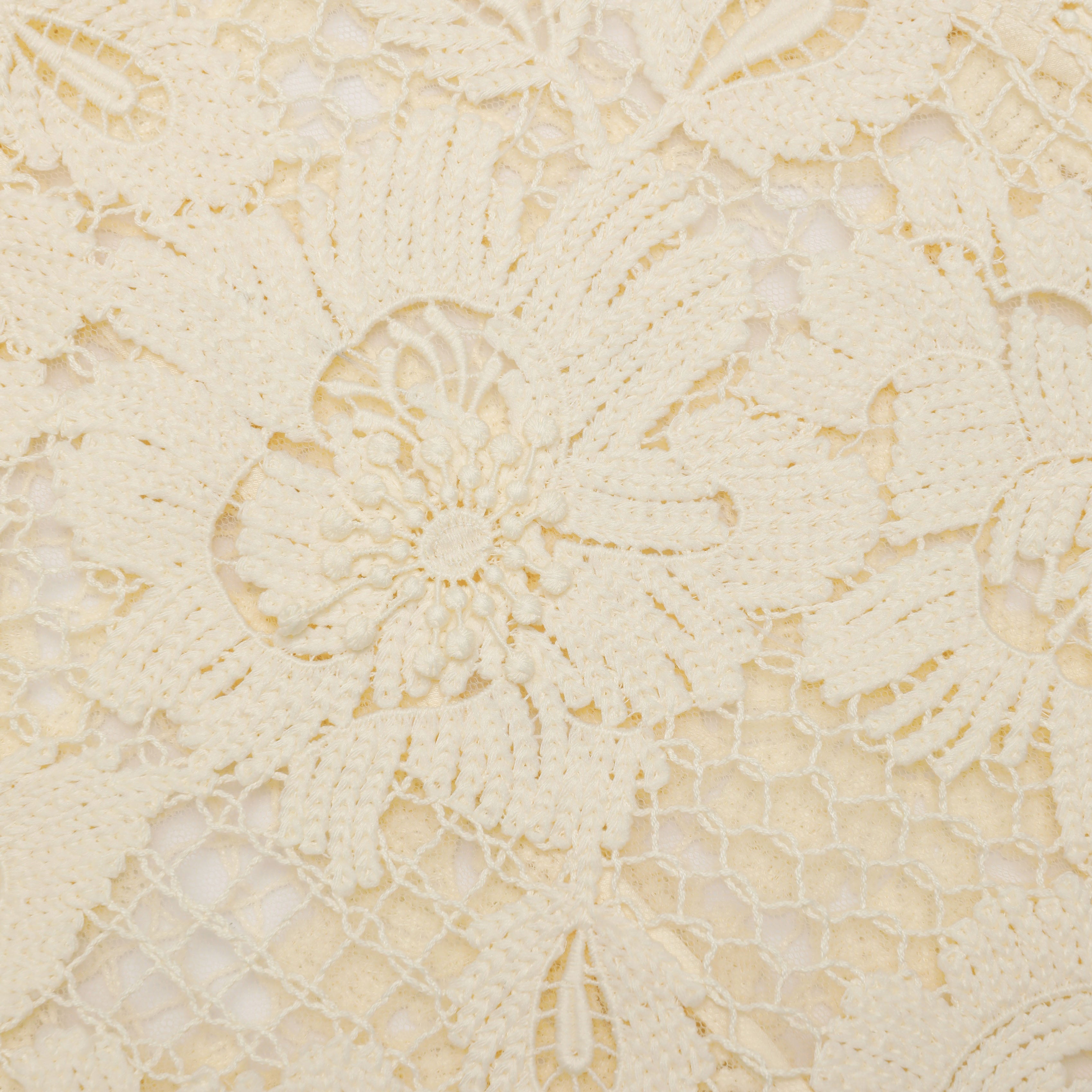 Marjorie Yellow Crochet Lace Hollow Midi Dress Avalabel