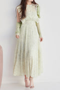Audrey Sleeveless Pleated Floral Midi Dress in Mint Green Avalabel