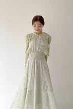 Audrey Sleeveless Pleated Floral Midi Dress in Mint Green Avalabel