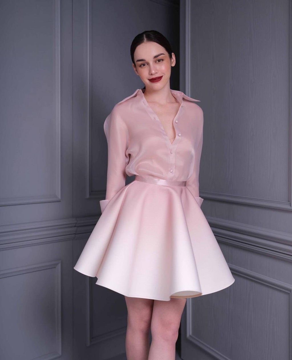 Light pink shirt suit mini dress Avalabel