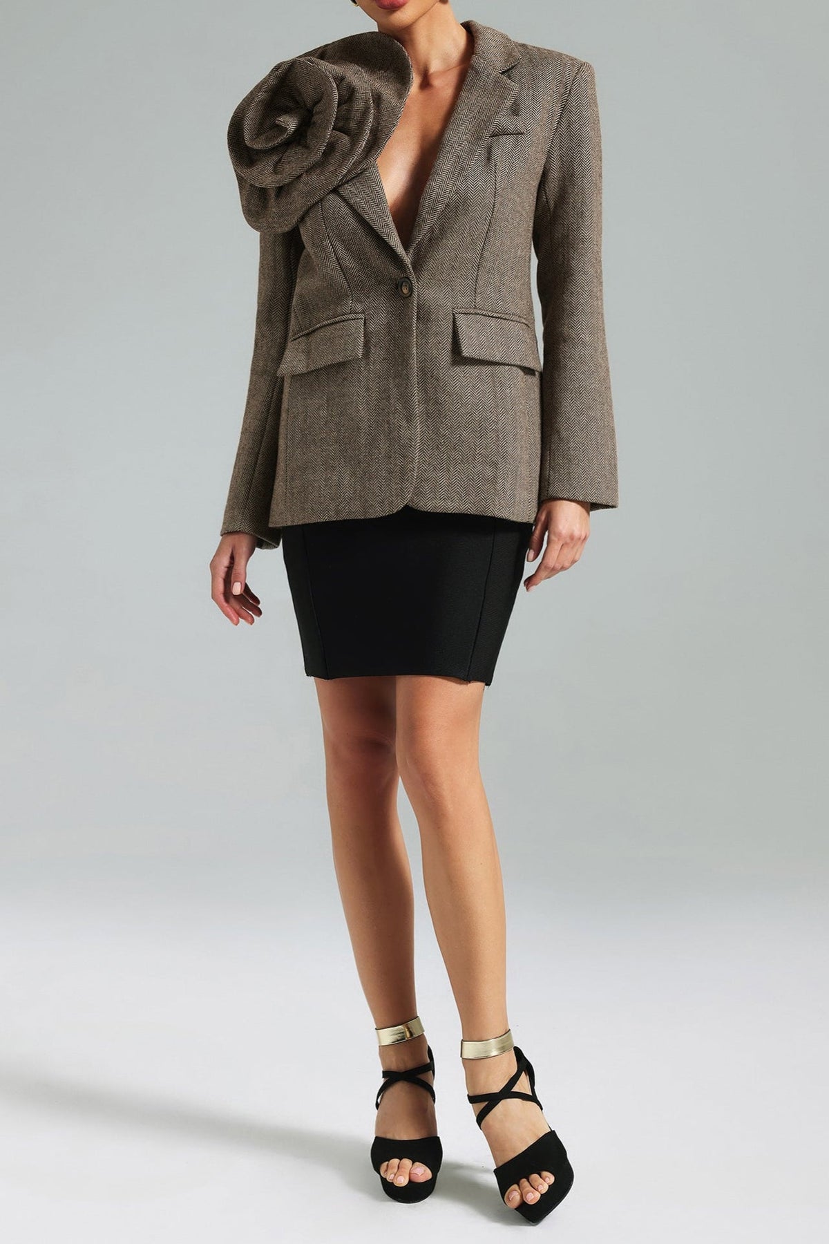 Sada Flower Blazer - Brown Avalabel