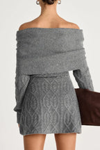 gwendolyn Off Shoulder Knit Mini Dress - Grey Avalabel