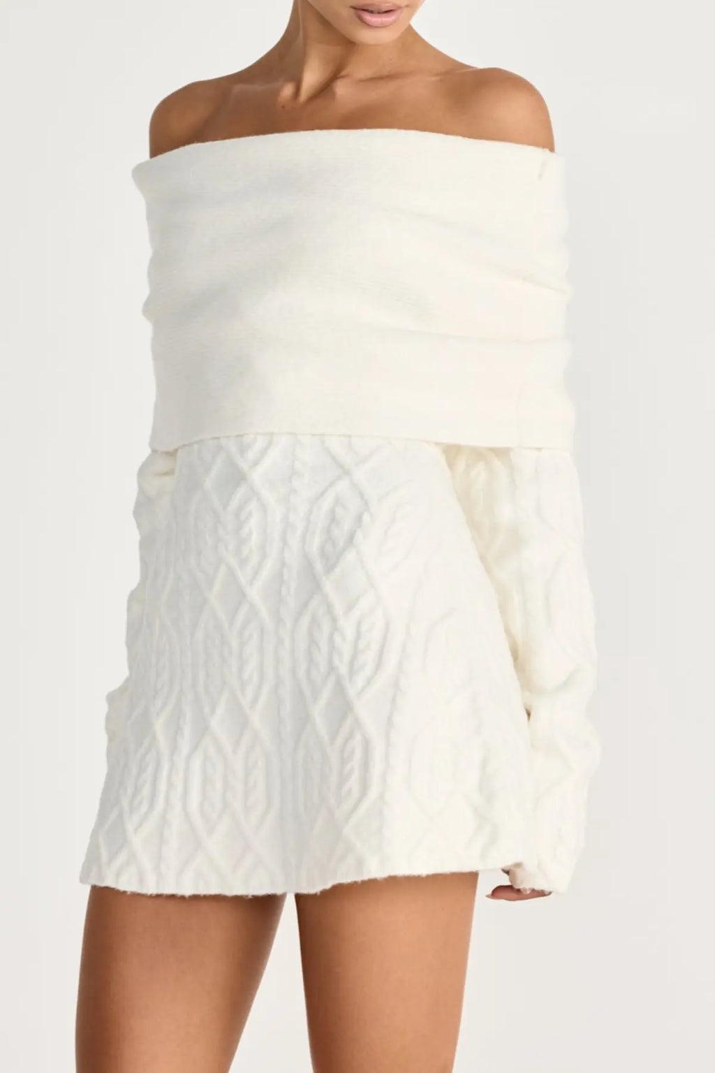 gwendolyn Off Shoulder Knit Mini Dress - White Avalabel