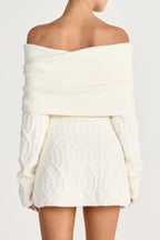 gwendolyn Off Shoulder Knit Mini Dress - White Avalabel