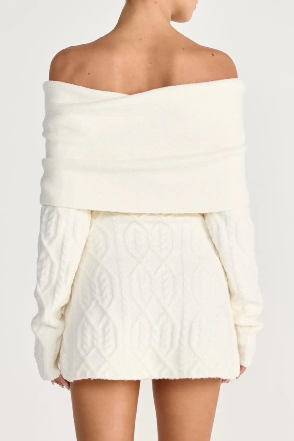 gwendolyn Off Shoulder Knit Mini Dress - White Avalabel