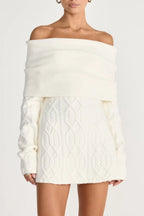 gwendolyn Off Shoulder Knit Mini Dress - White Avalabel