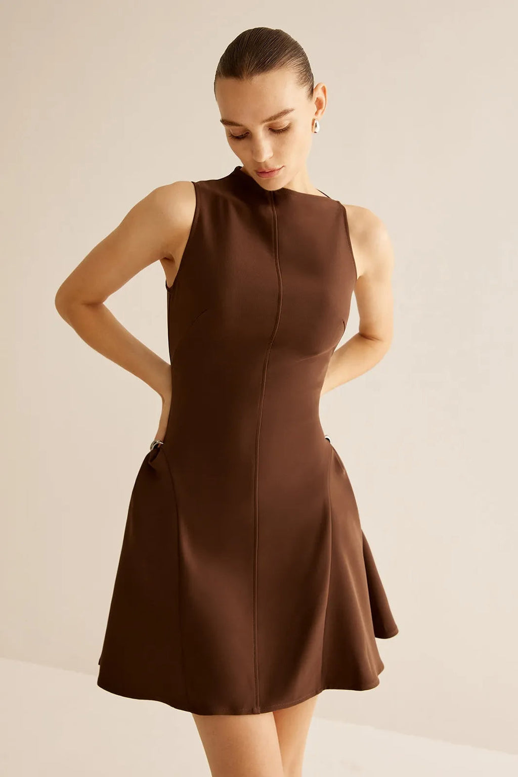 Asymmetrical Flared Mini Dress Avalabel