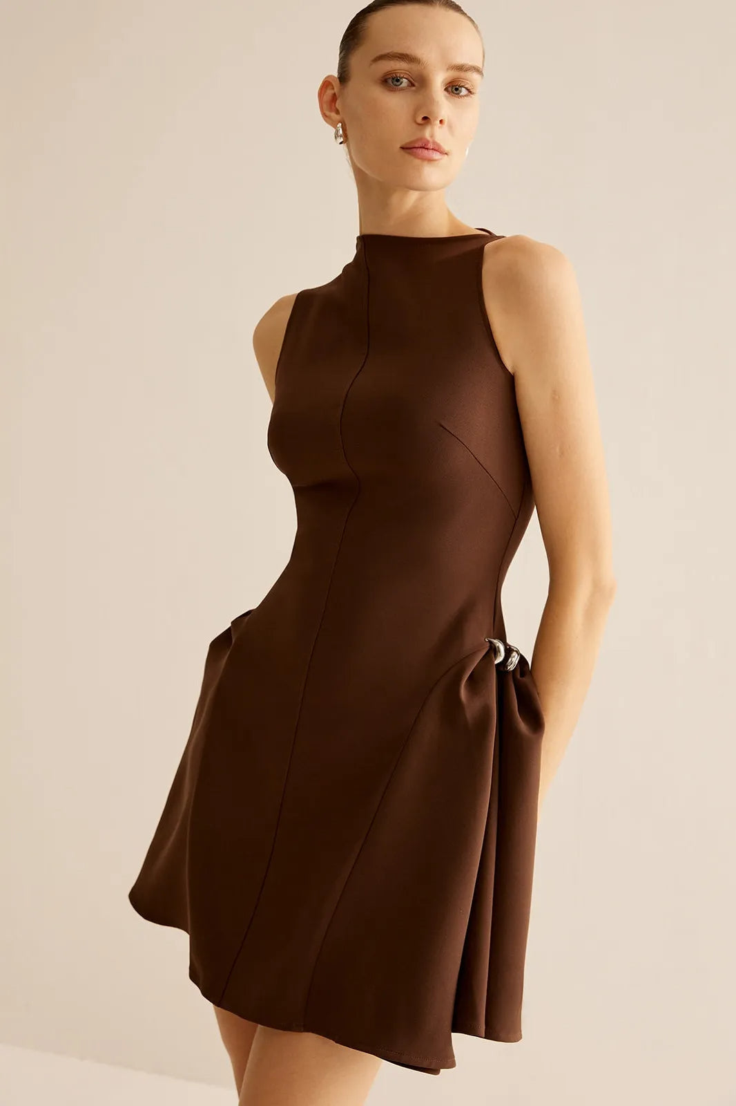 Asymmetrical Flared Mini Dress Avalabel