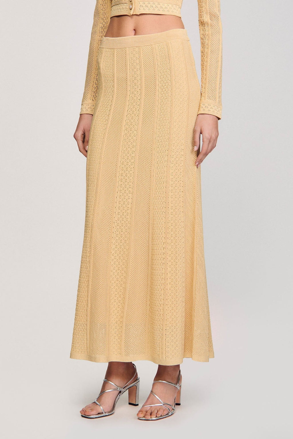 tiffany knit top maxi skirt in yellow Avalabel