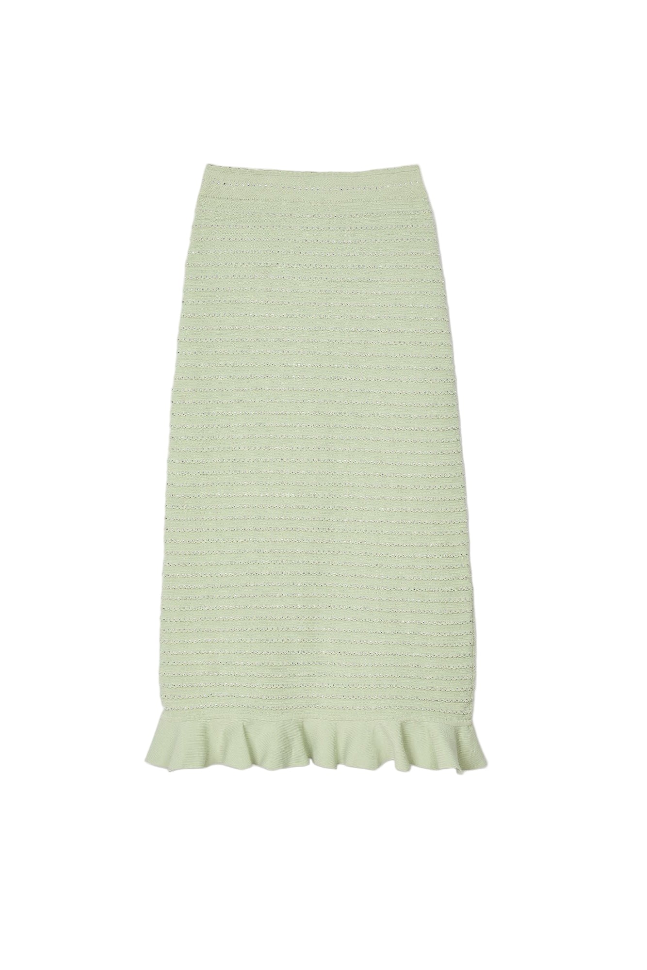 Rhinestone Knit Maxi Skirt in Almond Green Avalabel