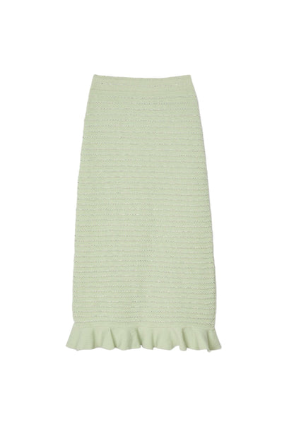 Rhinestone Knit Maxi Skirt in Almond Green