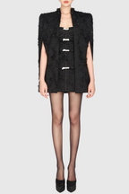 Santos Bow Jacquard Beaded Mini Dress - Black Avalabel