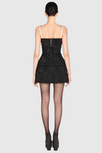 Santos Bow Jacquard Beaded Mini Dress - Black Avalabel