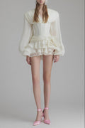Flower Coastal Mini Dress In Ivory Avalabel