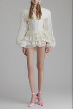 Flower Coastal Mini Dress In Ivory Avalabel