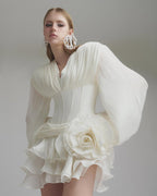 Flower Coastal Mini Dress In Ivory Avalabel