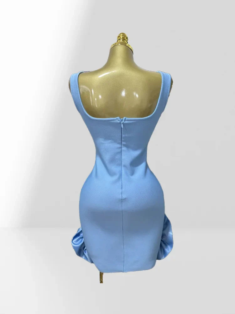 Diamonds Sleeveless Ruffles Bodycon Mini Bandage Dress Avalabel