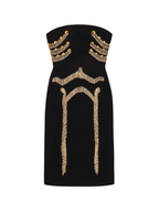 yuri Skeleton tassel embellished Bustier mini Dress in black Avalabel
