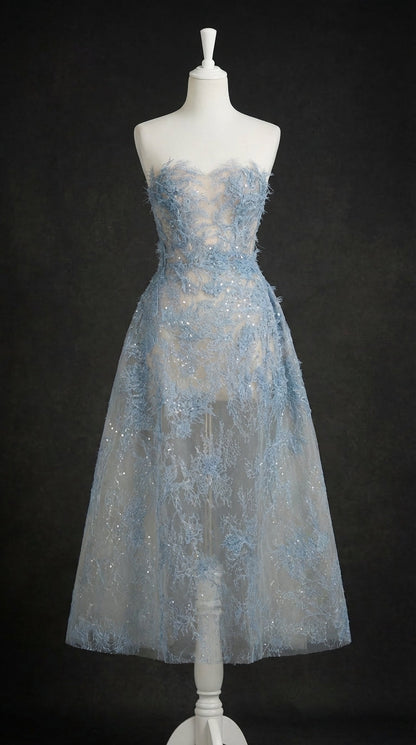 Blue Beaded Lace Dress