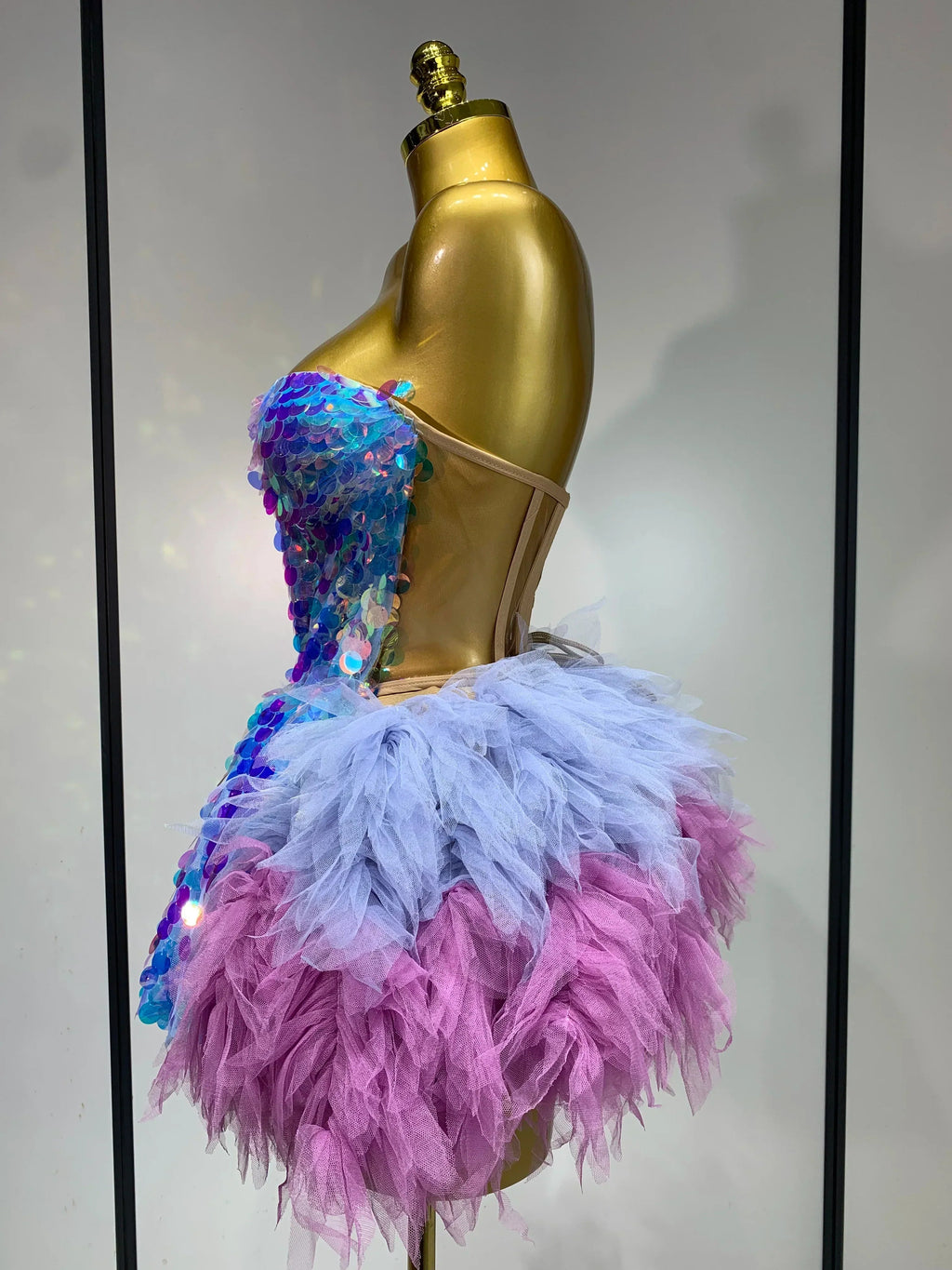 Sparkly Sequins Ruffles Backless Two Pieces Set Avalabel