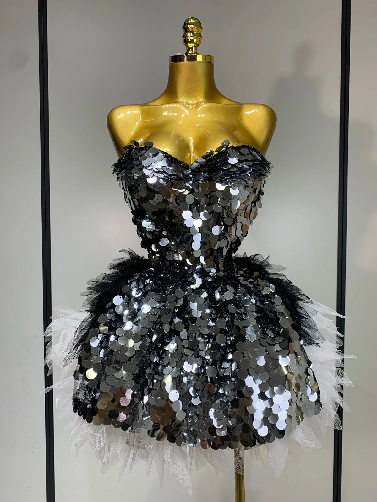Sparkly Sequins Ruffles Backless Two Pieces Set Avalabel