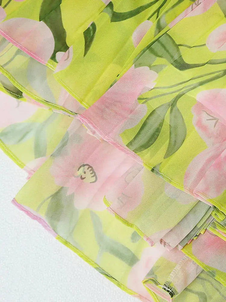 jennifer floral print pleated lantern sleeve maxi dress in yellow Avalabel