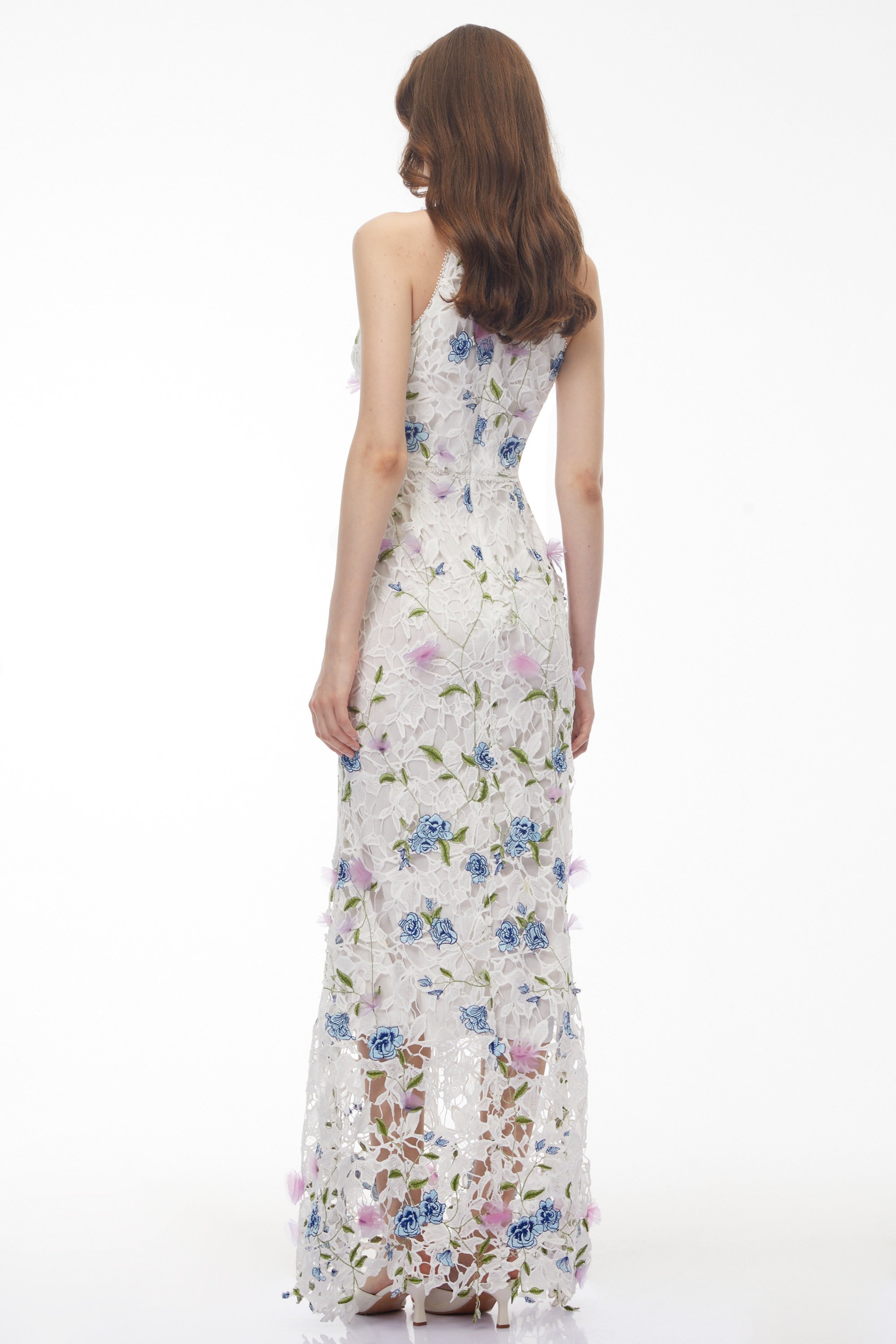 Simcha White Floral Applique Maxi Dress Avalabel