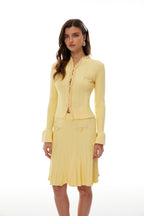 Polly Yellow Beaded Knit Blouse & Skirt Set Avalabel