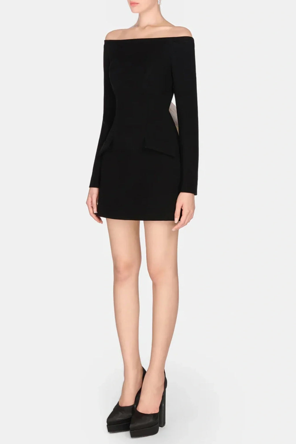 Off Shoulder Bow Embeliished Backless Mini Dress Avalabel