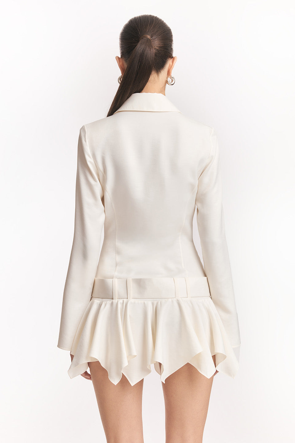 Dinah Umbrella Tail Hem Shirt Mini Dress in White Avalabel