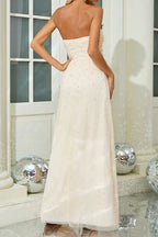 Strapless Pearl Crystal Maxi Dress Avalabel
