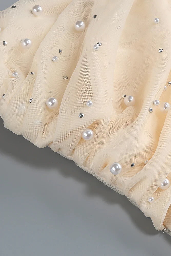 Strapless Pearl Crystal Maxi Dress Avalabel