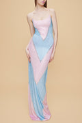 Simona Fully Rhinestoned Bodycon Maxi Dress - Blue & Pink Avalabel