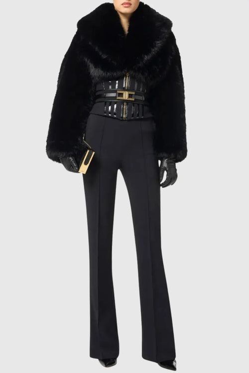 adelaide Faux Fur Corset Jacket in black Avalabel