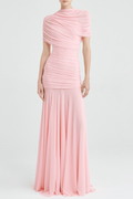 Suttoa Mesh Shawl Ruched Maxi Dress - Pink Avalabel