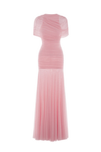 Suttoa Mesh Shawl Ruched Maxi Dress - Pink Avalabel