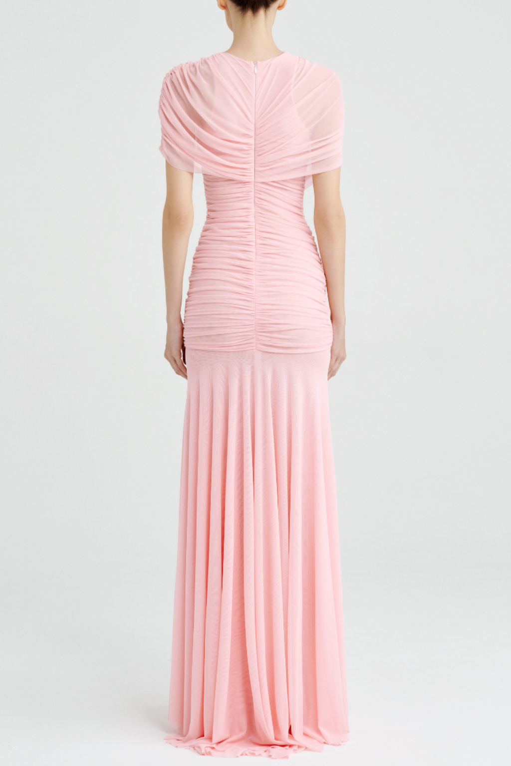 Suttoa Mesh Shawl Ruched Maxi Dress - Pink Avalabel