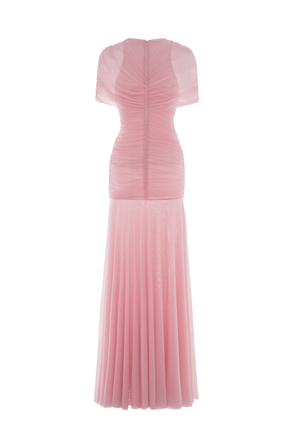 Suttoa Mesh Shawl Ruched Maxi Dress - Pink Avalabel