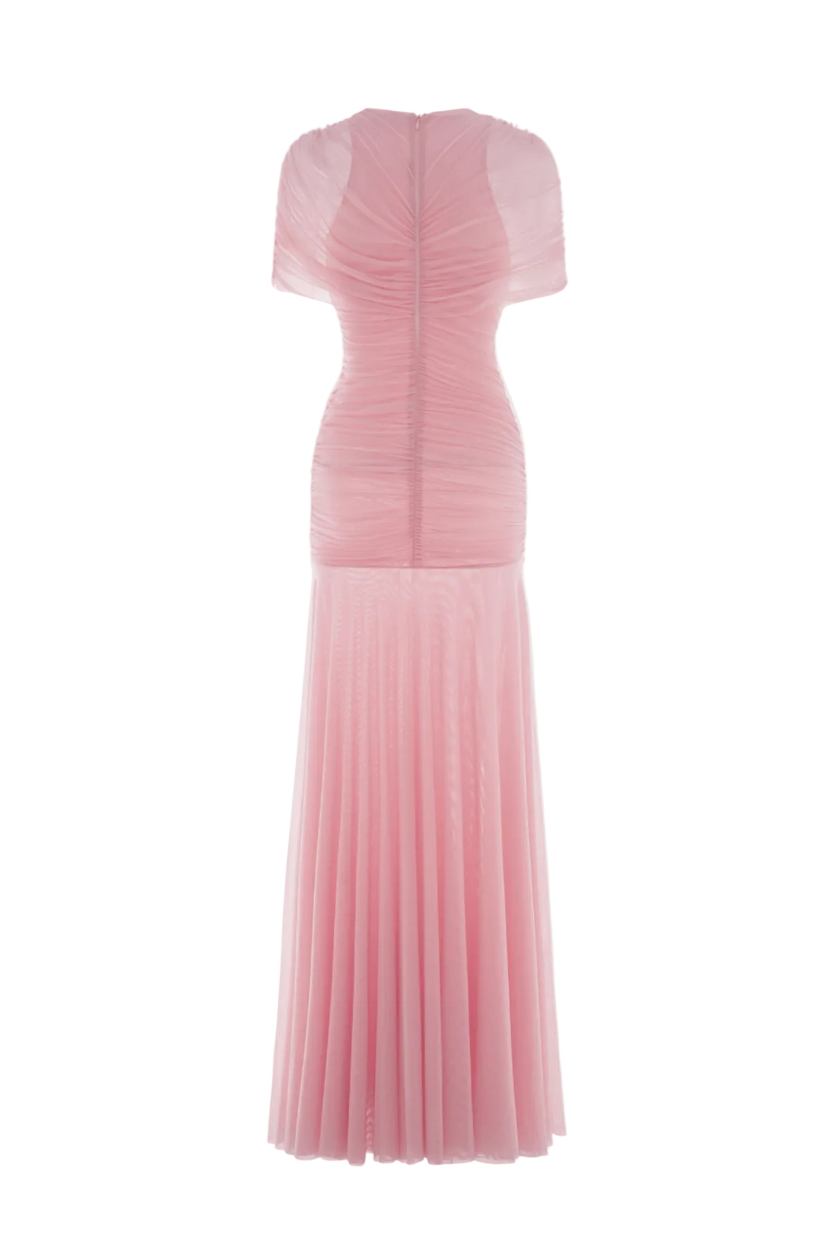 Suttoa Mesh Shawl Ruched Maxi Dress - Pink Avalabel