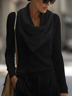 Draped Cowl Neck Long-Sleeve Top Avalabel