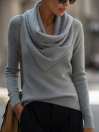 Draped Cowl Neck Long-Sleeve Top Avalabel